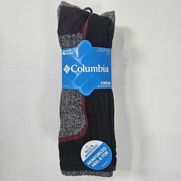 Columbia Socks Mens Crew Socks 4 Pair‎ Reinforced Heel And Toe Luxury Loungewear - Picture 1 of 9